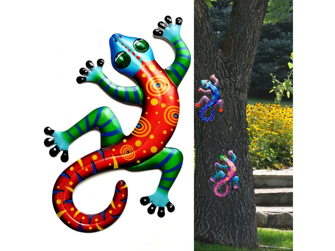 Decoración de pared de gecko de hierro para el exterior del hogar