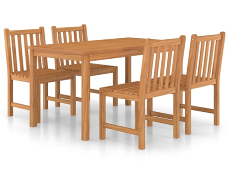 Conjunto 5 Conjunto de comedor de jardín VIDAXL madera maciza de teca