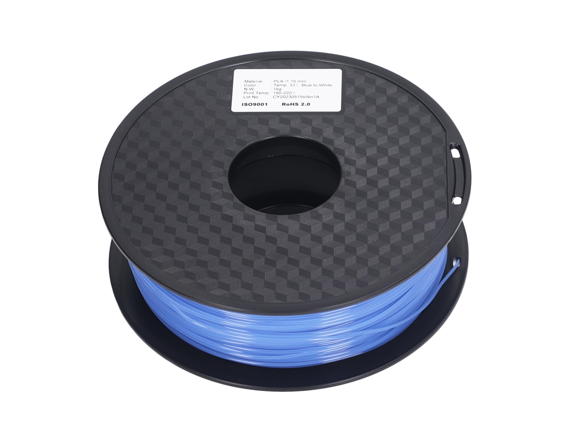 Filamento PLA de 1,75 mm para impresora 3D, cambia de color, de azul a blanco, 1350 g
