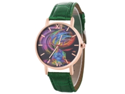 Reloj De Pulsera Analógico De Cuarzo Unisex De Aleación Con Esfera Redonda Verde.