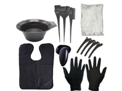 Kit De Tinte Para Cabello 9 Piezas: Taza, Brocha, Fundas Para Oídos, Guantes Y Capa Para Salón Y Uso Hogar
