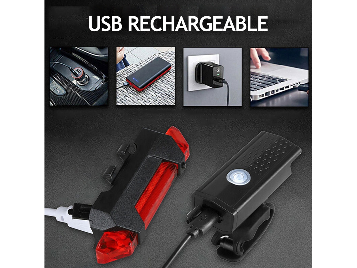 Juego De Luces Delanteras Y Traseras Para Bicicleta, Visibilidad De 360°, Recargables Por Usb, 800 Lúmenes, Resistentes Al Agua.