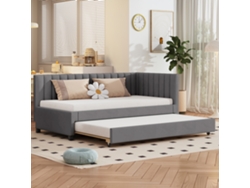 Sofá Cama Tapizado De 90x200 Cm Con Somier De Láminas De Terciopelo Gris.