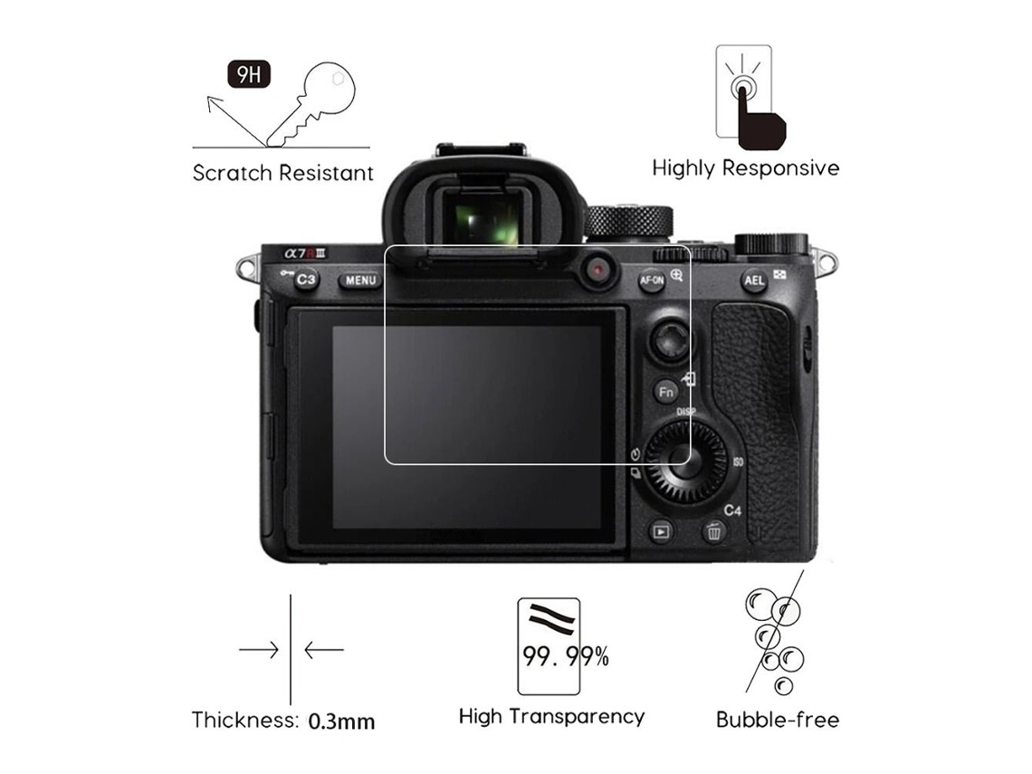 Juego de 5 protectores de pantalla de vidrio templado antirroturas con arco para Sony A74/a7m4/a7iv DIGITALLAB