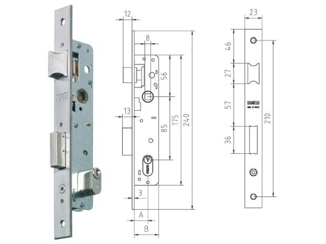 Mcm cerradura embutir metalica 1550-21 18 inox cilind.oval 26x26