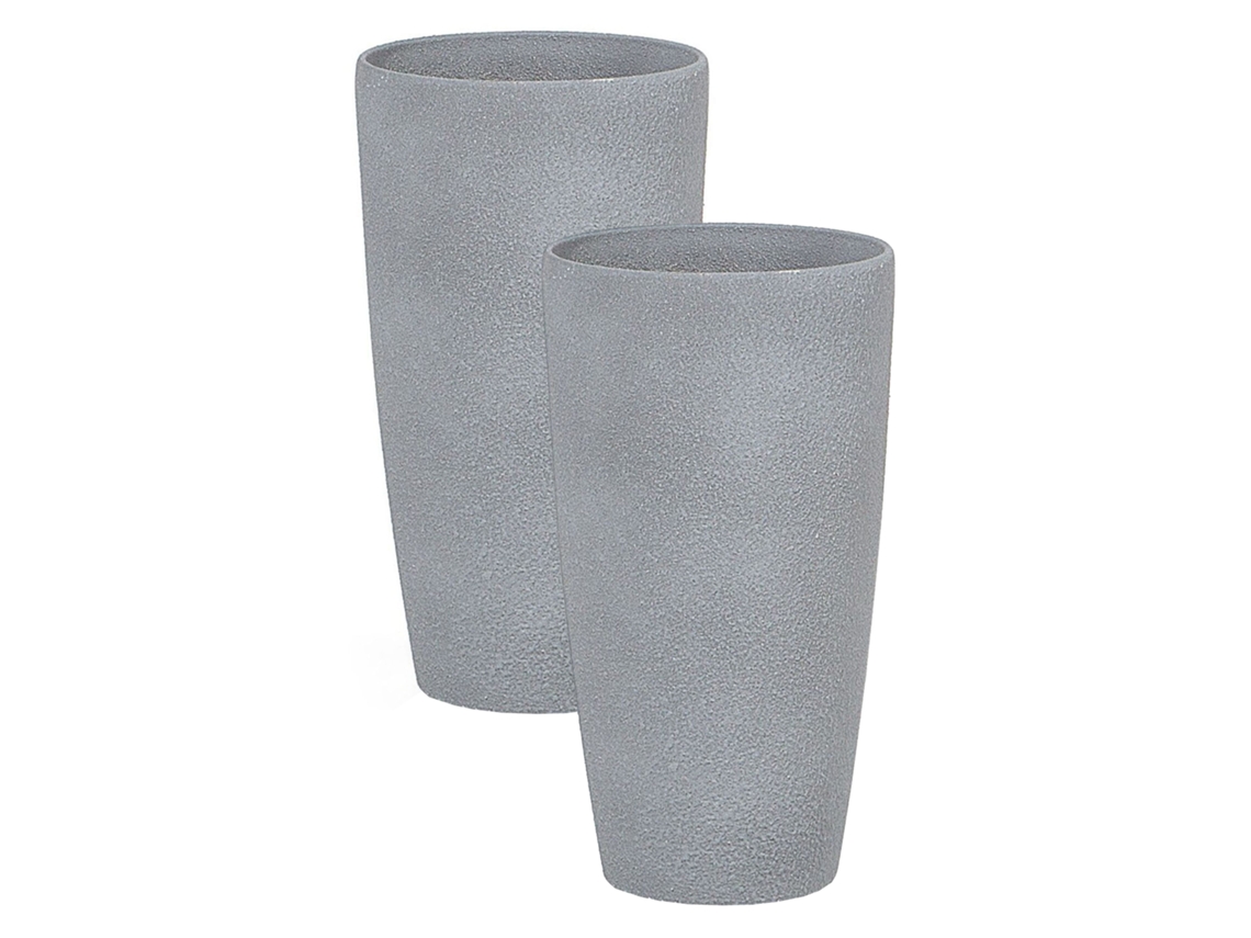 Conjunto de 2 macetas BELIANI Abdera de Mezcla de piedra Gris 23x23x42