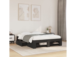 Estructura De Cama Madera De Ingeniería Negra 135x190 Cm