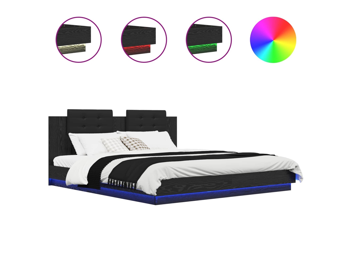 Maison Exclusive - Estructura De Cama Con Cabecero Roble Negro 200 X 200 Cm