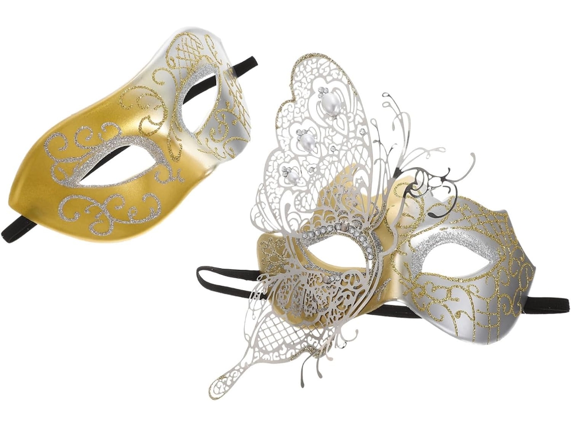 Conjunto de 2 máscaras artesanais para casa, decoração de festa de Halloween com design para cosplay e