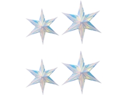 Juego 4 Colgantes Hexagonales Iridiscentes Forma Estrella Material Sintético Plateado Decoración Hogar