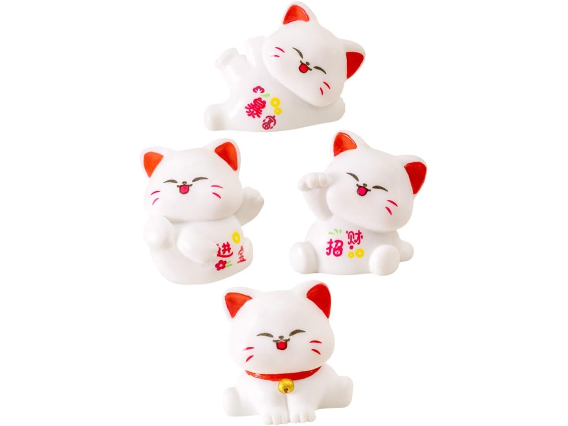 Juego de 4 gatos miniatura, adorable decoración para mesita de noche y jardín. Gokoco
