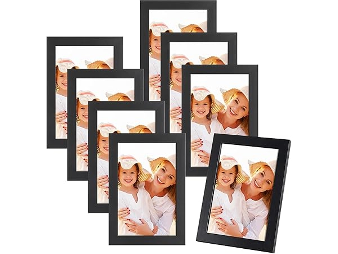 Marcos de fotos de 10 x 15 cm, juego de 8 piezas, marcos cuadrados modernos de MDF, para el hogar y la oficina, ergonómicos, para uso diario STELASPLEN