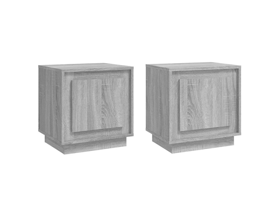 Maison Exclusive - Mesitas De Noche 2 Uds Madera Contrachapada Gris 44x35x45 Cm