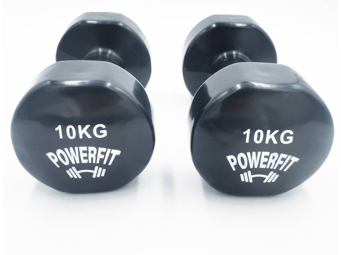 Mancuernas POWERFIT Extremo Plano Negro (10 Kg)