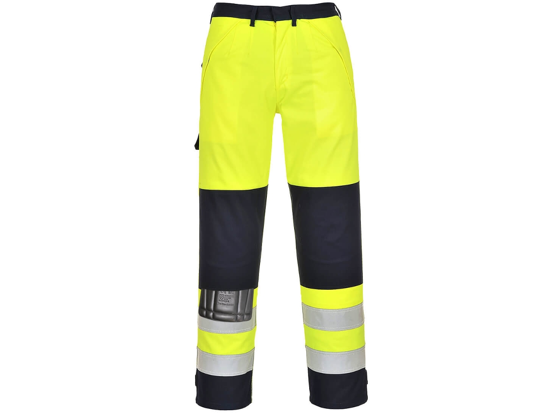 Pantalones de alta visibilidad Portwest Multi Norm para protección laboral / Azul marino amarillo / L