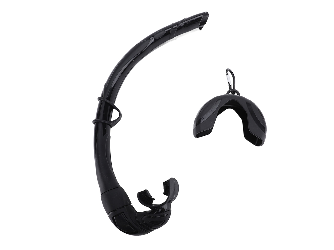 Tubo de snorkel plegable de silicona negra para buceo y natación.