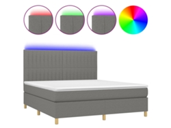 Maison Exclusive - Cama Box Spring Colchón Y Luces Led Tela Gris Oscuro 180x200 Cm