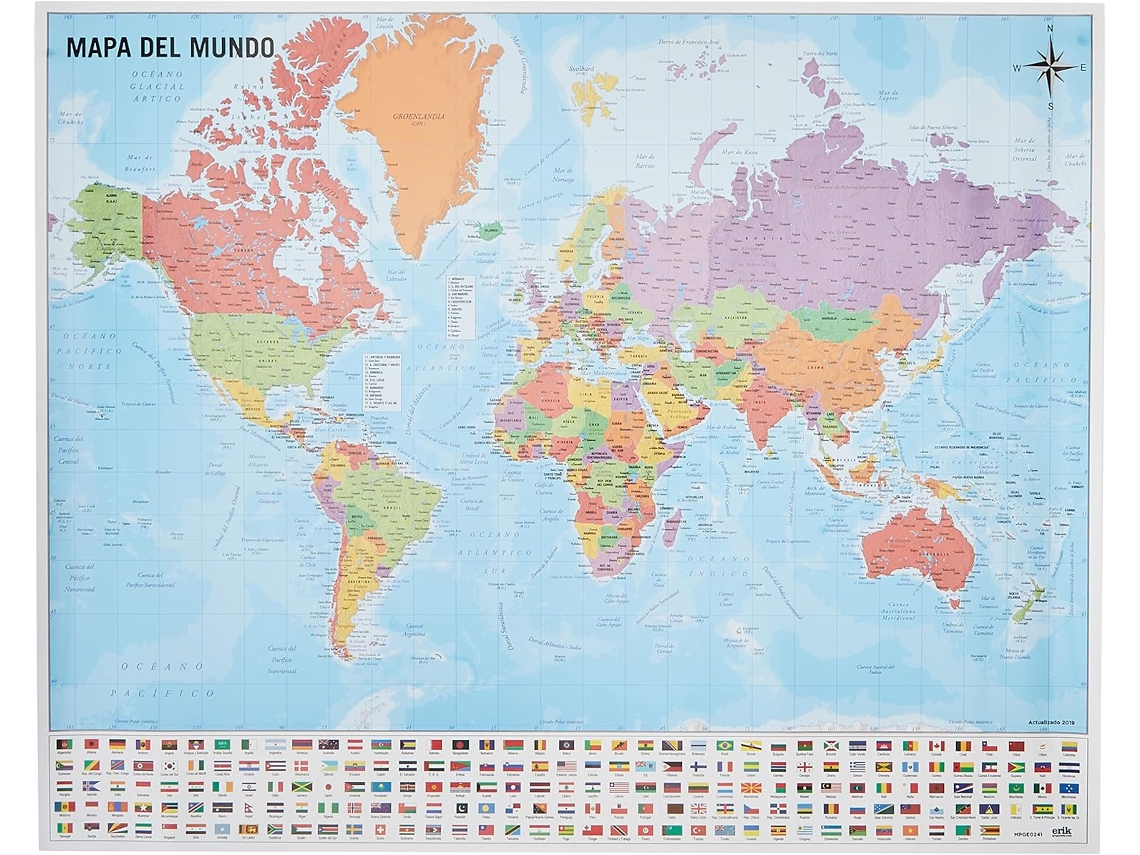 Mini póster con mapa del mundo de 4 x 5 cm