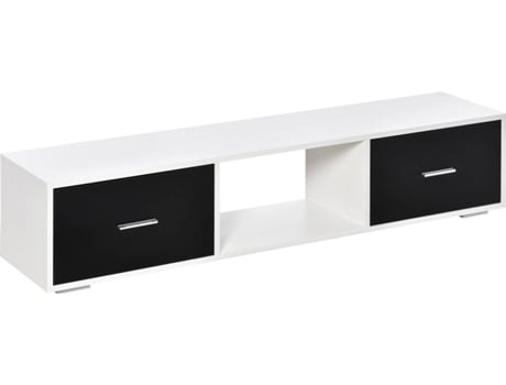 Mueble De Tv homcom blanco 140x30x32 cm aglomerado madera para televisores hasta 60 mesa estilo moderno con 2 cajones y 839093