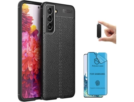 Funda + Protector de Pantalla + Soporte Magnético Samsung S22 Plus Rugged Leather Negro