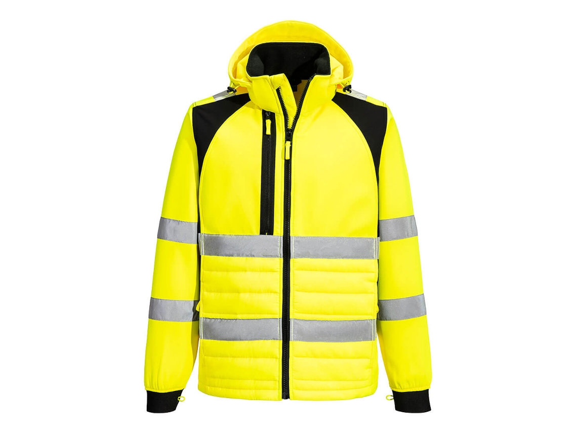Chaqueta híbrida de alta visibilidad Portwest Wx2 Eco, comodidad y seguridad, naranja y negro, talla L