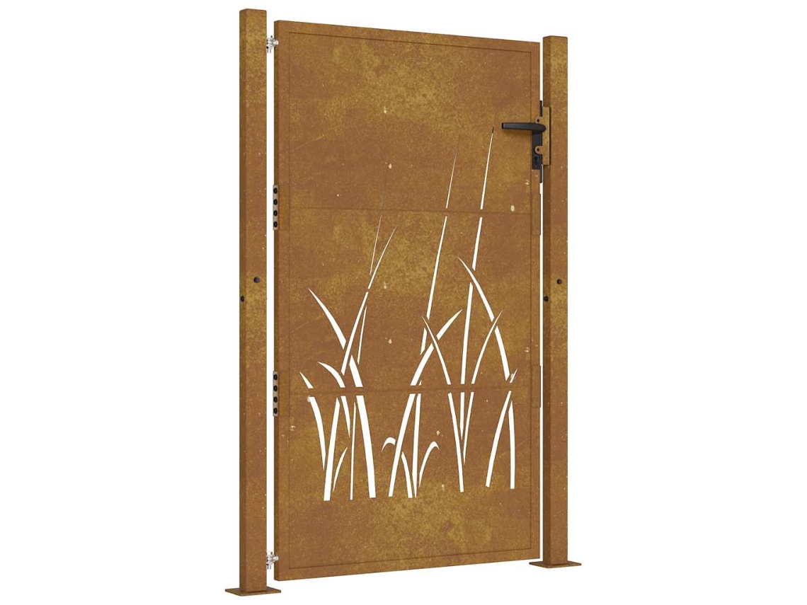 Maison Exclusive - Puerta De Jardín 100x125 Cm De Acero Corten Con Diseño De Hierba