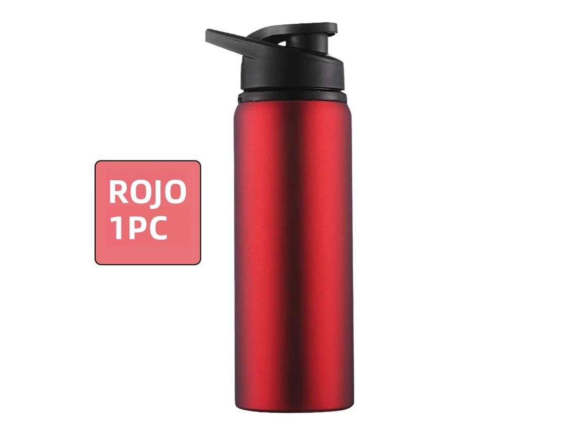 Botella de agua portátil de metal, reutilizable y antigoteo. Mdug (Roja, 1 unidad)