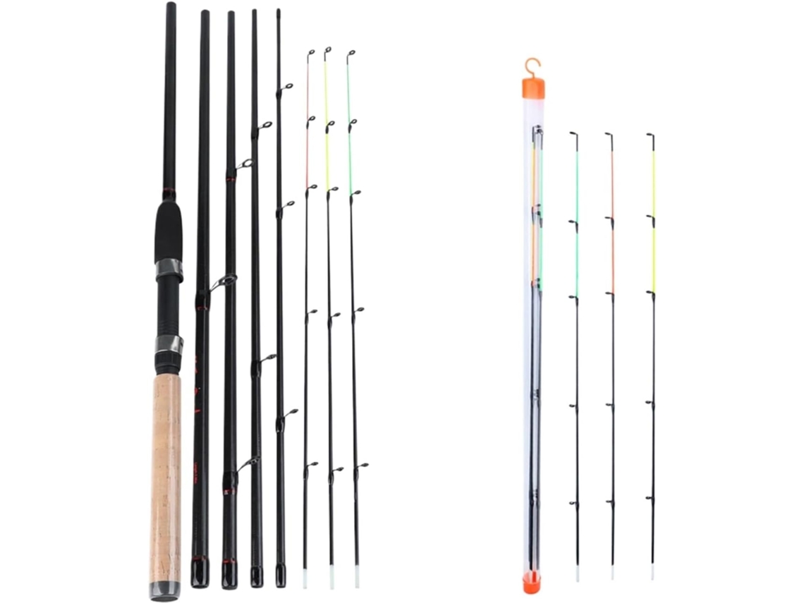 Caña De Pescar Portátil 6 Secciones, Fibra Carbono Con Mango Extensible., Resistente, Ligero, Portátil, Cómodo