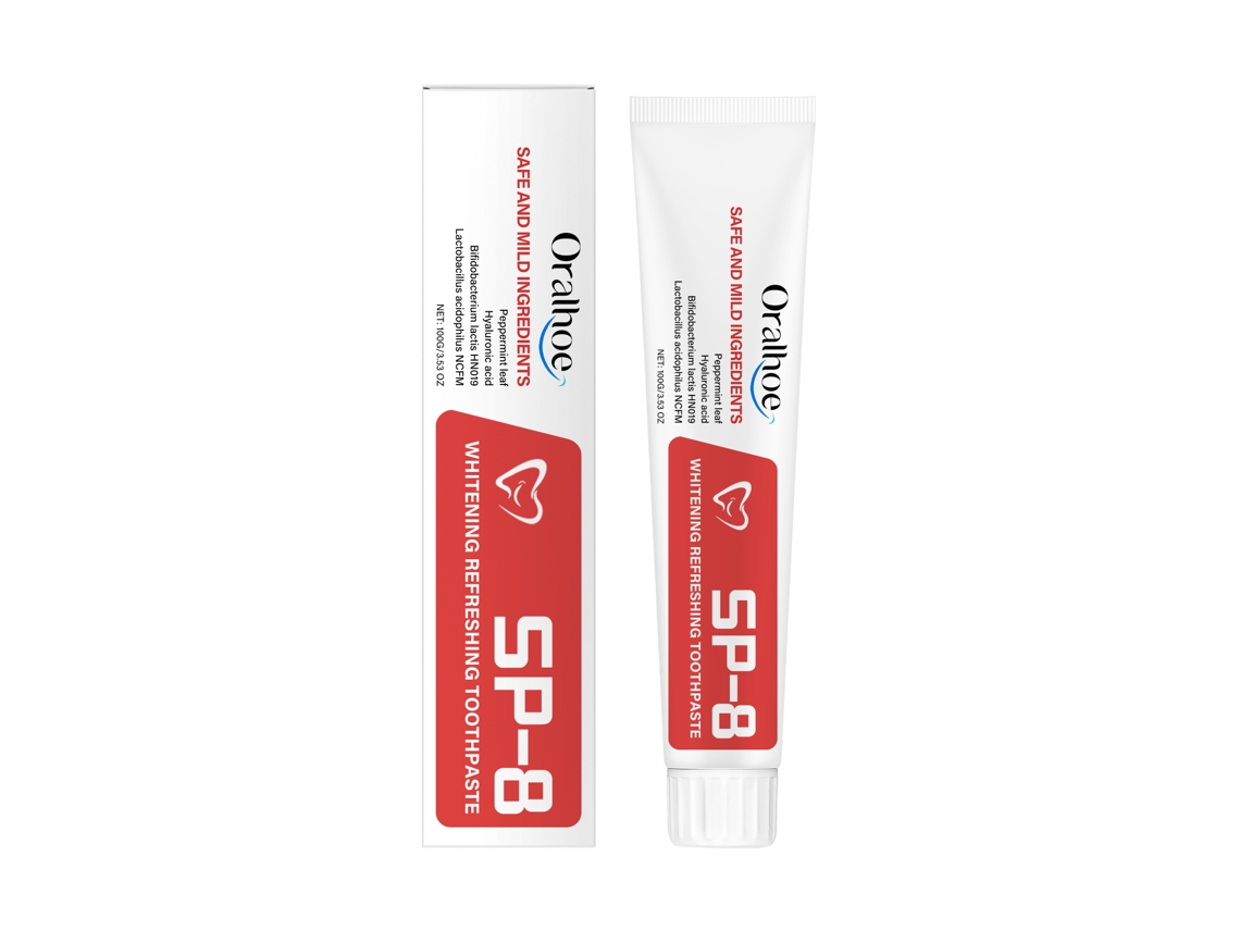 Pasta dental blanqueadora con eficaz efecto para eliminar el mal aliento.
