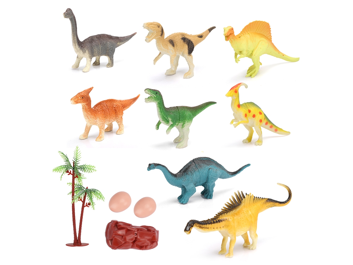 Set De 8 Piezas De Dinosaurios En Miniatura Con Huevos Y Base Para Niños De 3 Años En Adelante.