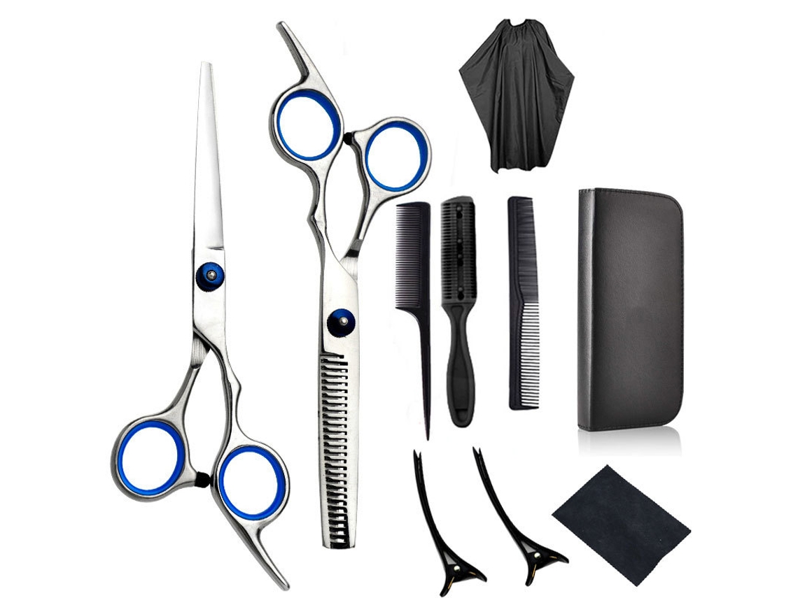Tijeras de corte de pelo profesionales para hombres y mujeres, kit de tijeras de pelo de 10 piezas para corte de pelo JEDBESETZT