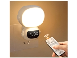 Luz nocturna LED con enchufe, reloj y control remoto, luz nocturna regulable con enchufe blanco, temporizador y 3 colores de luz, luz de batería Vledary