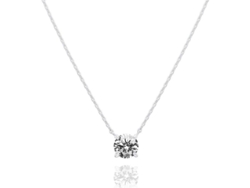 Collar Delgado De Oro 14k Plated Con Cristal Cubico Zirconia Y Cadena De Platino