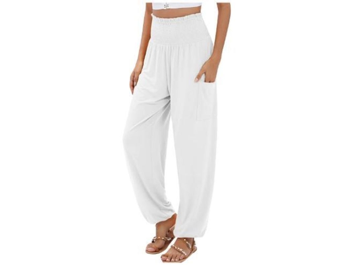Pantalones Harem Bohemios De Talle Alto Para Yoga Con Bolsillos Para Mujer.