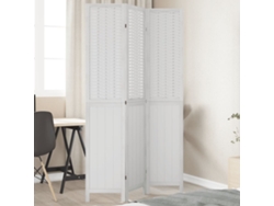 Biombo Separador De 3 Paneles Madera Maciza Paulownia Blanco