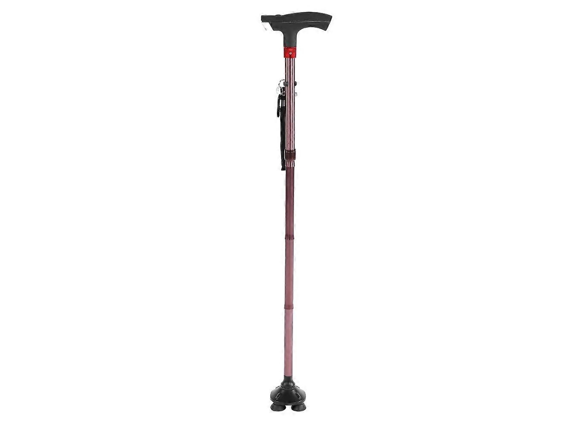 Bastón plegable de aleación de aluminio para personas mayores con luz LED y función de alarma
