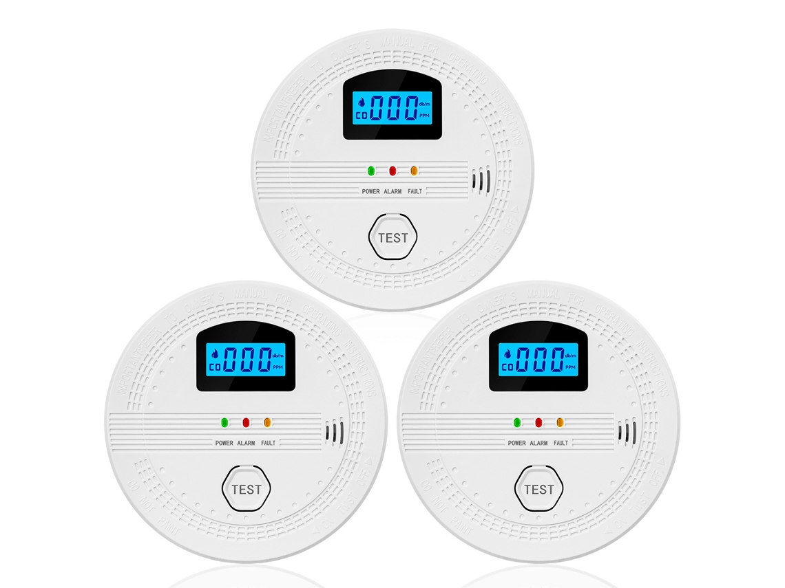 Detector de humo y monóxido de carbono 2 en 1 (paquete de 3)