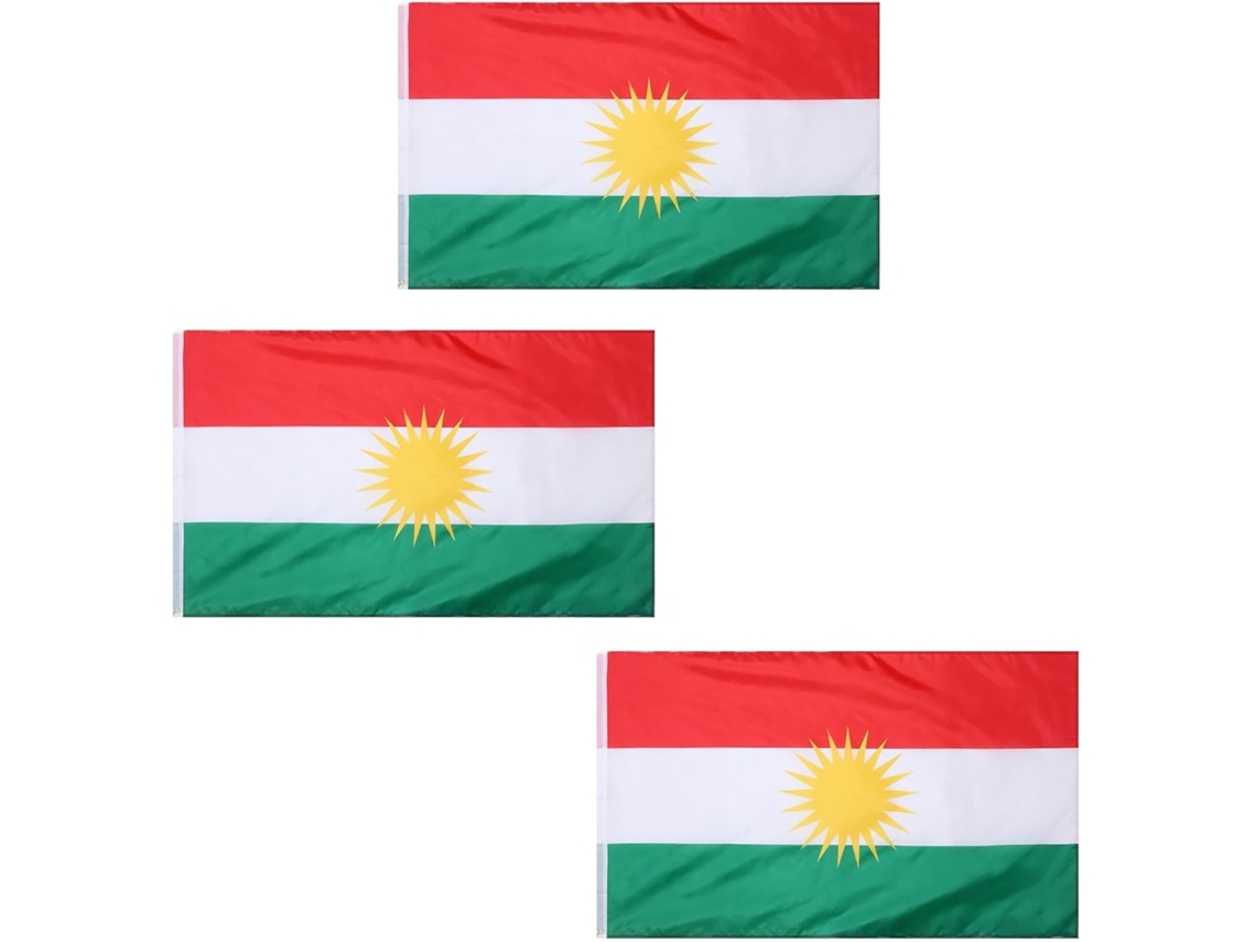 Bandera Grande De Kurdistán De 1,5 X 0,9 M. Tela De Poliéster Con Ojales Metálicos. Doble Costura Para