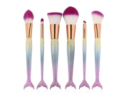 Set De Brochas De Maquillaje De Sirena, 6 Piezas, Calidad Premium Para Uso Diario Y Profesional.
