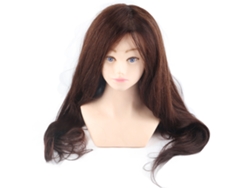 2026 cabeça de Manequim com Cabelo Castanho Escuro para Treinamento de Cabeleireiro com Cabelo Verdadeiro e Maquiagem Delicada
