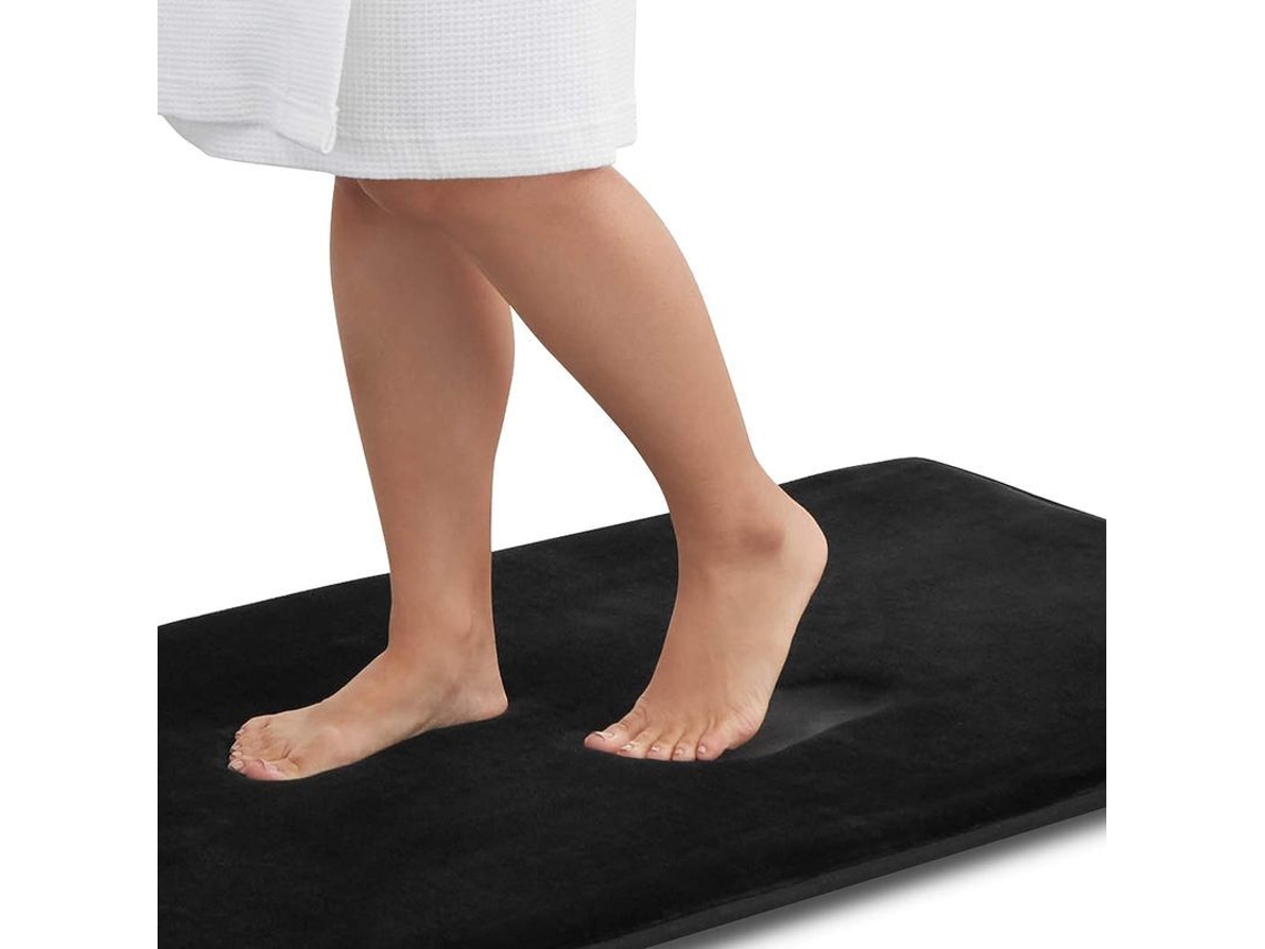 Alfombrilla De Baño De Terciopelo Súper Cómoda, Absorbente Y Antiderrame (55,88 X 91,44 Cm, Negra)