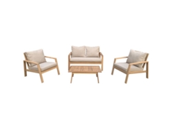 Conjunto de muebles de jardín de acacia TIGA 4 plazas - cojines de arena
