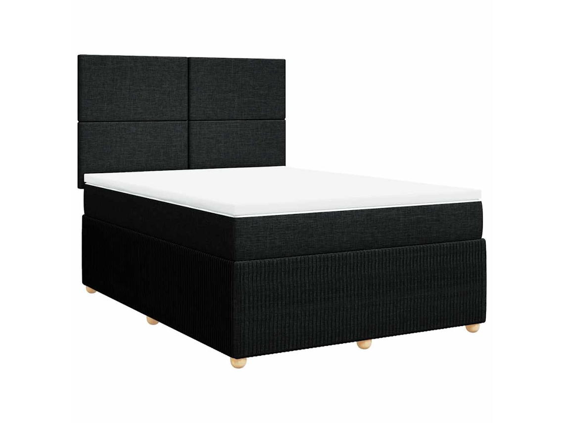 Maison Exclusive - Cama Box Spring Con Colchón Tela Negro 140x190 Cm