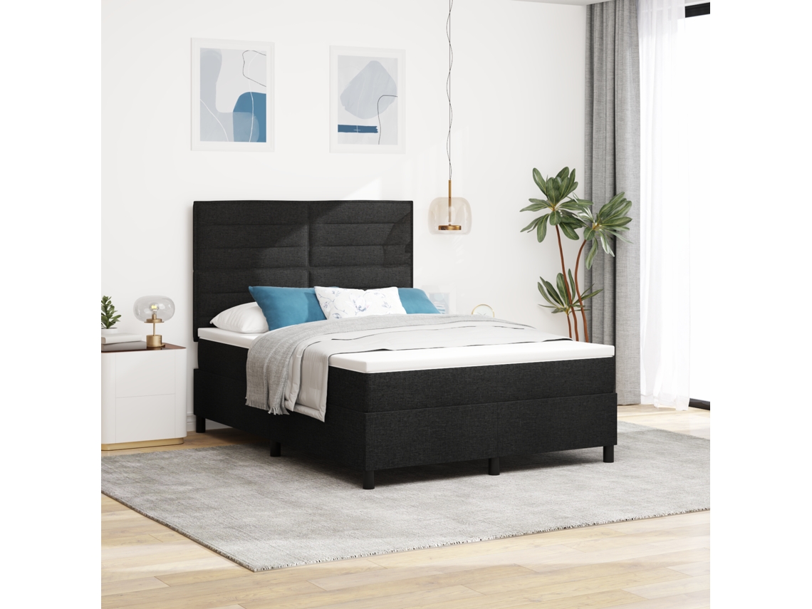 Cama Con Somier Y Colchón Con Luz Led - Negra - 160 X 200 Cm - Tela
