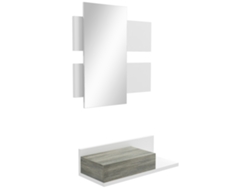 Conjunto De Recibidor Con Consola De Pared, Espejo Y Cajón, 75x75 Cm, Blanco Y Gris.