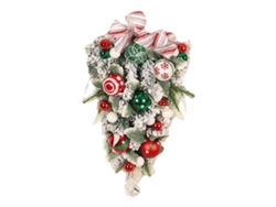 Adornos navideños: Bola nevada, árbol invertido, flores artificiales
