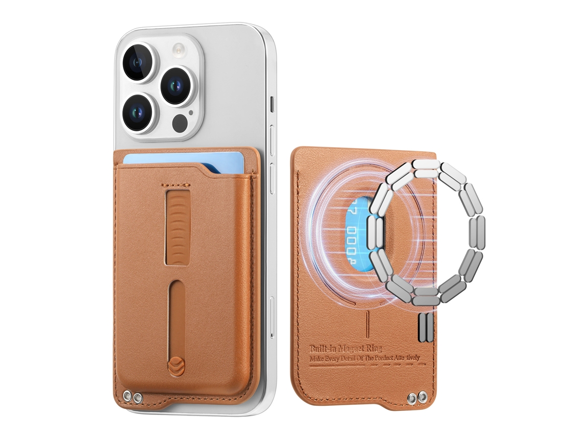 Cartera de cuero Magsafe para iPhone 12/13/14/15/16/17 Marrón Hexinyigjly
