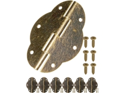 Juego De 6 Bisagras Con Aspecto De Bronce Envejecido Para Cajones, Armarios Y Muebles Antiguos, 56x42 Mm.