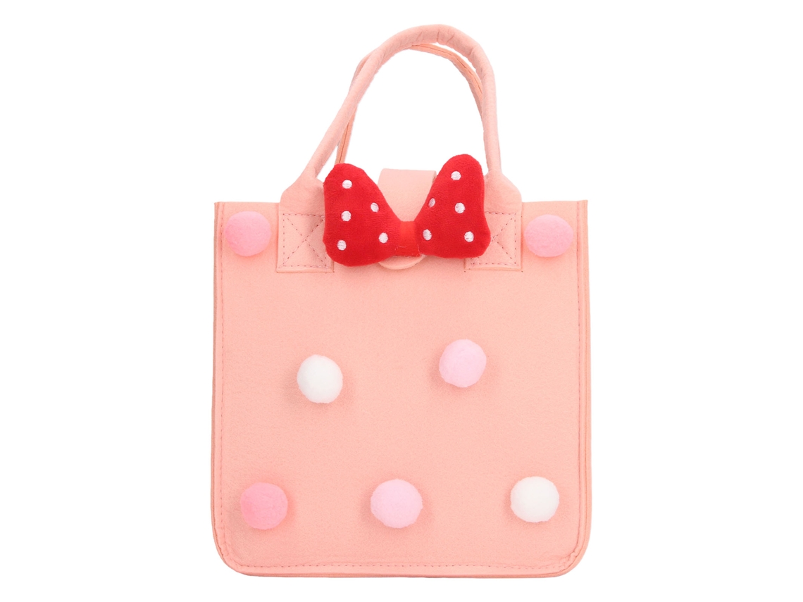 Bolsa De Regalo De Fieltro Reutilizable Con Cinta Y Bola Decorativa Para Fiestas De Cumpleaños Infantiles - Rosa