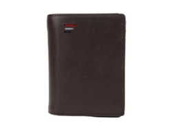 Monedero multitarjeta con cremallera, elegante, ligero, portátil, apertura vertical, con bloqueo RFID para mujeres y hombres, color café oscuro